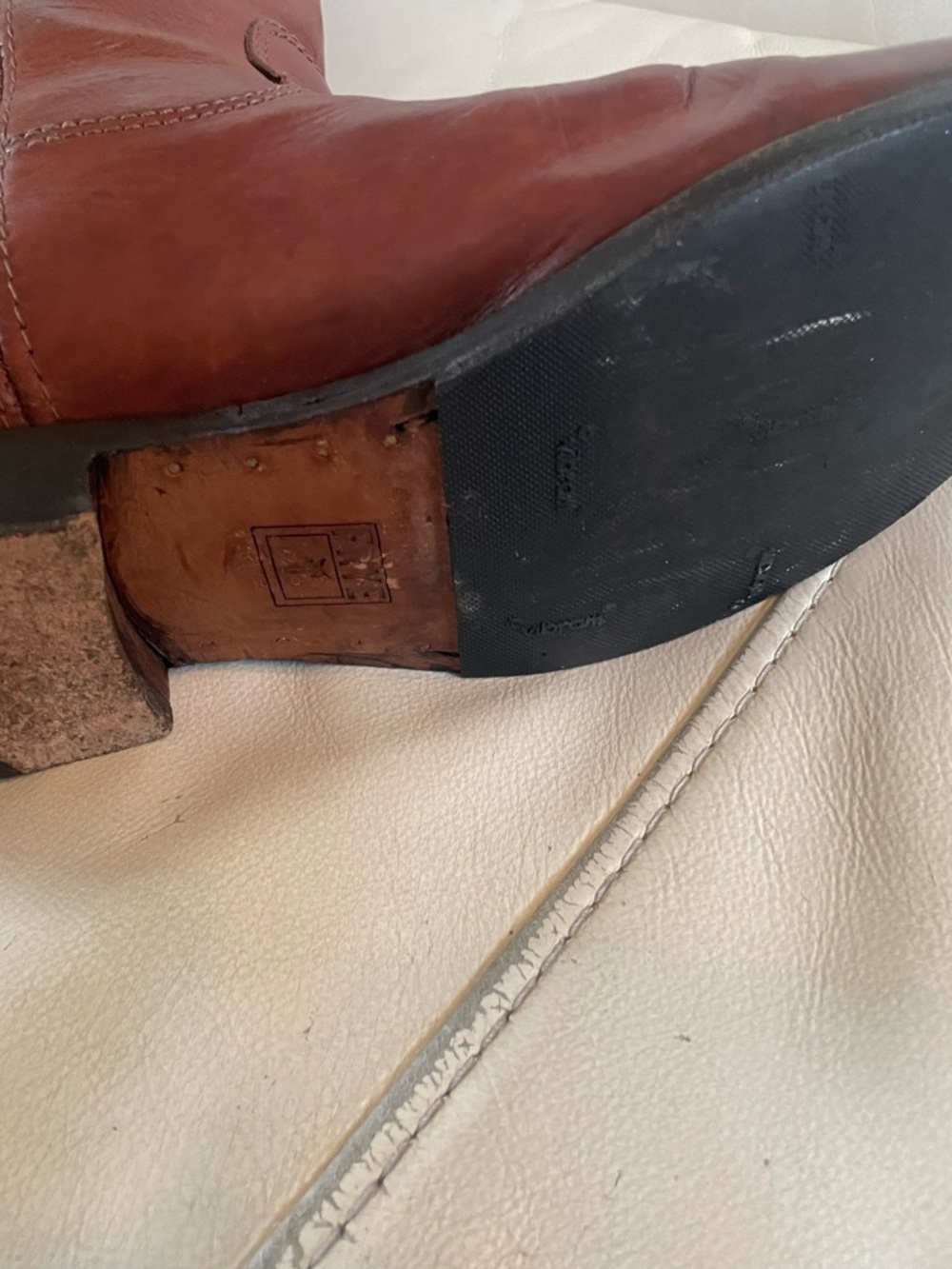 Frye Leather Knee-High Riding Boots in Chestnut Brown - Women size 7.5B - Picture 13 of 16